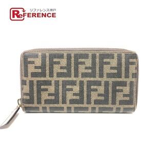 Fendi Zucca Long Wallet Zip Around Leather Brown